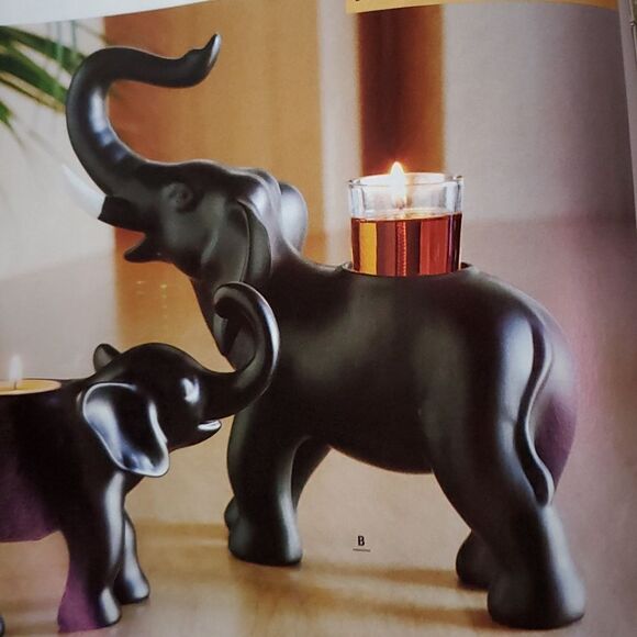💜PartyLite Black Trumpeting Elephant Tealight/Votive Candle Holder - Picture 3 of 15
